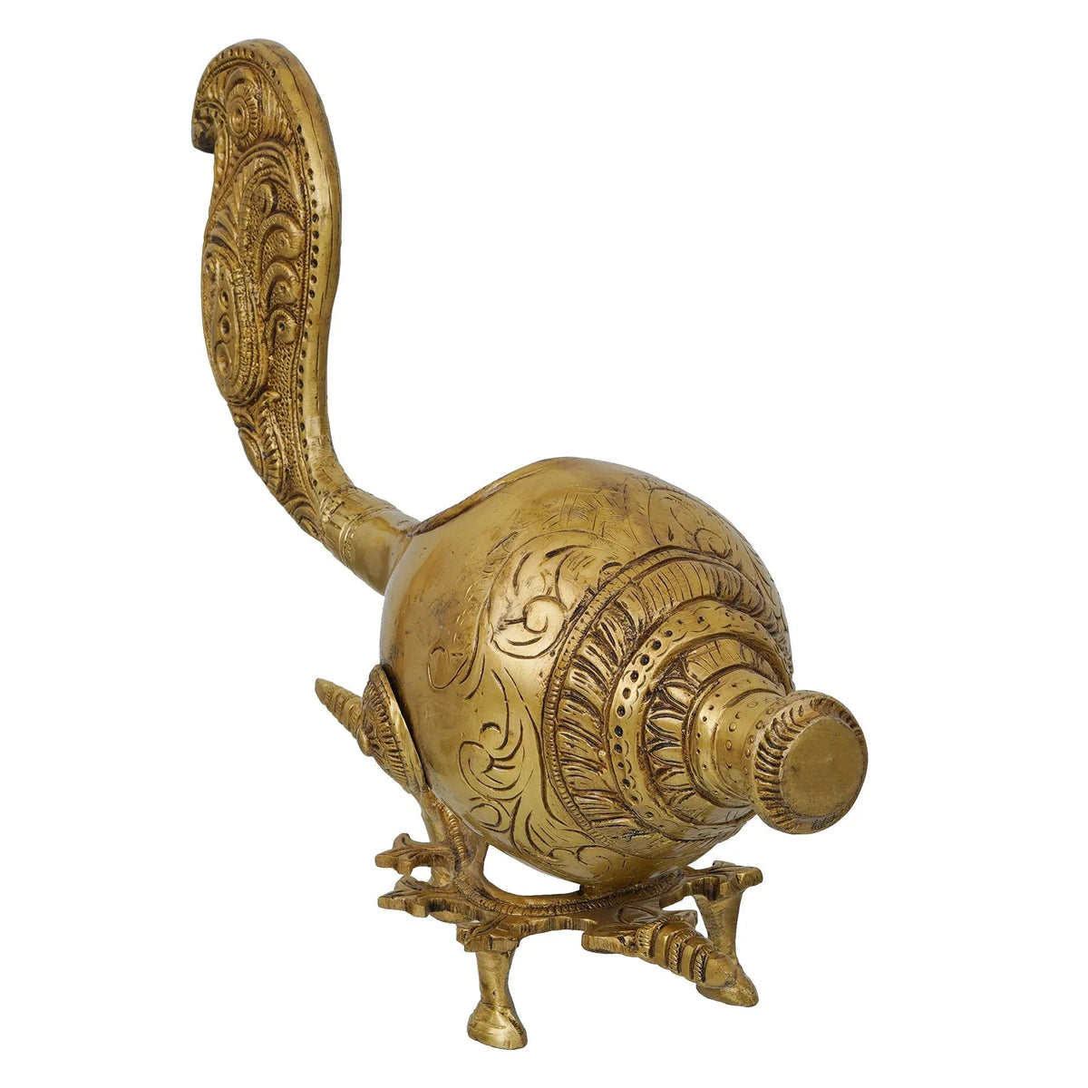 Golden Shankh (Conch) with a Stand Decorative Handcrafted Brass Showpiece - ArtyCraftz