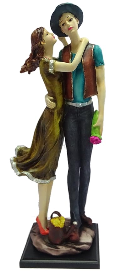 Green and Brown Color Resin Love Couple Statue Showpiece - ArtyCraftz