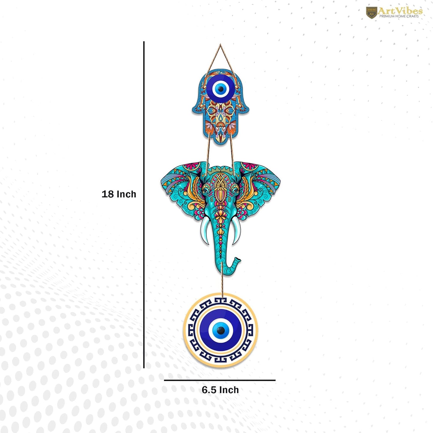 Hamsa Hand and Elephant Wooden Wall Hanging - ArtyCraftz