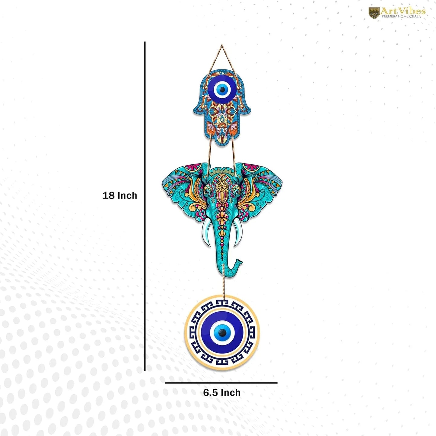 Hamsa Hand and Elephant Wooden Wall Hanging - ArtyCraftz