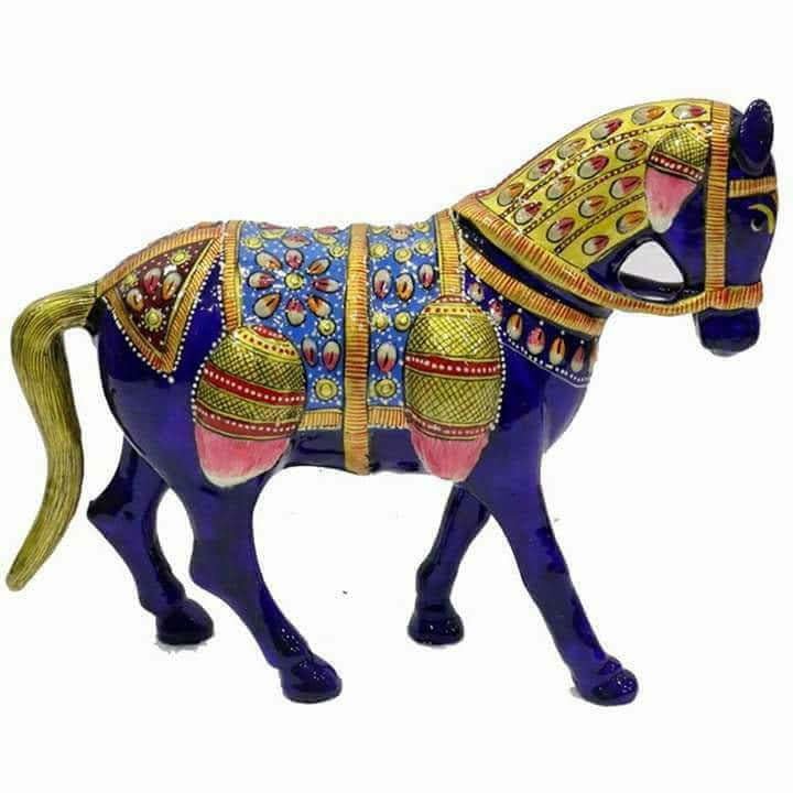 Hand Painted Blue Metal Small Stallion Horse Figurine - Handmade - Unique and Decorative Office & Home Decor Sculpture - Gift - ArtyCraftz