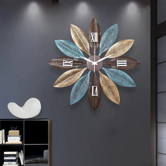 Handcrafted Decorative Leaf Shape Wall Clock 24*24 Inches - ArtyCraftz.com