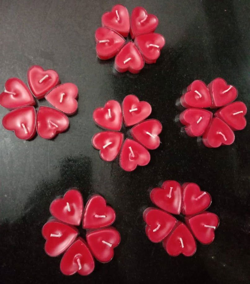 Handcrafted Heart Wax Candle, Pack of 10 Piece Candles - ArtyCraftz