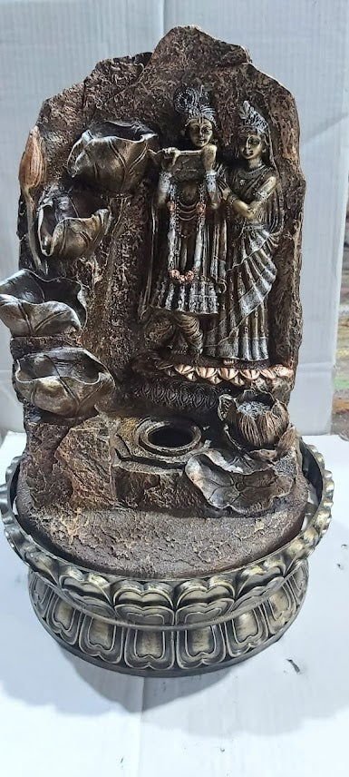 Handcrafted Krishna and Radha Statue Indoor Water Fountain for Home Decor 18 Inches - ArtyCraftz