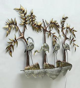 Handcrafted Metal 4 Crane Wall Decor - ArtyCraftz
