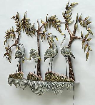 Handcrafted Metal 4 Crane Wall Decor - ArtyCraftz