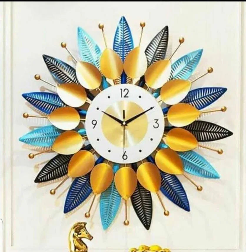 Handcrafted Metal Antique Wall Clock Multi Color 30 Inches - ArtyCraftz