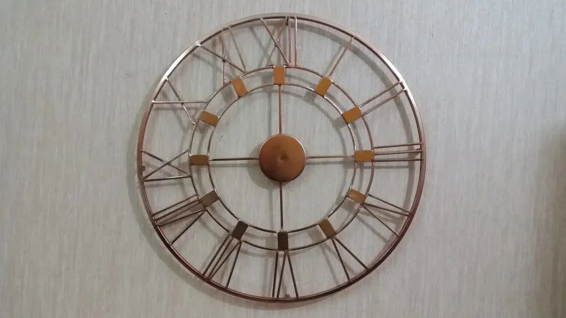 Handcrafted Metal Clock Shape Wall Decor 24 Inches Golden Color - ArtyCraftz