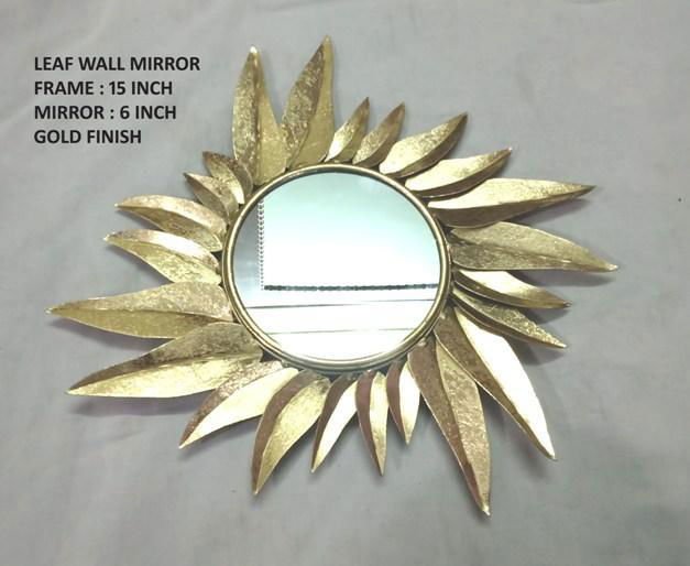 Handcrafted Metal Leaf Mirror for Wall Decor 15 Inches - ArtyCraftz