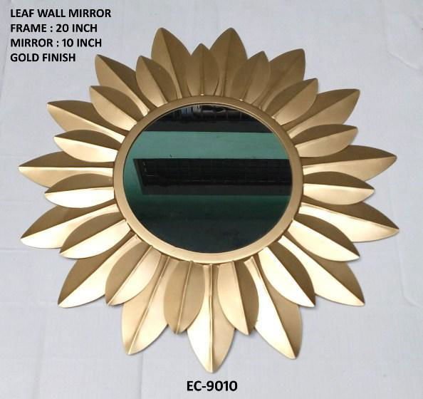 Handcrafted Metal Leaf Mirror for Wall Decor 20 Inches - ArtyCraftz