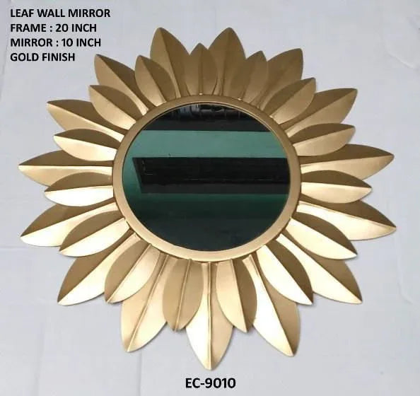 Handcrafted Metal Leaf Mirror for Wall Decor 20 Inches - ArtyCraftz