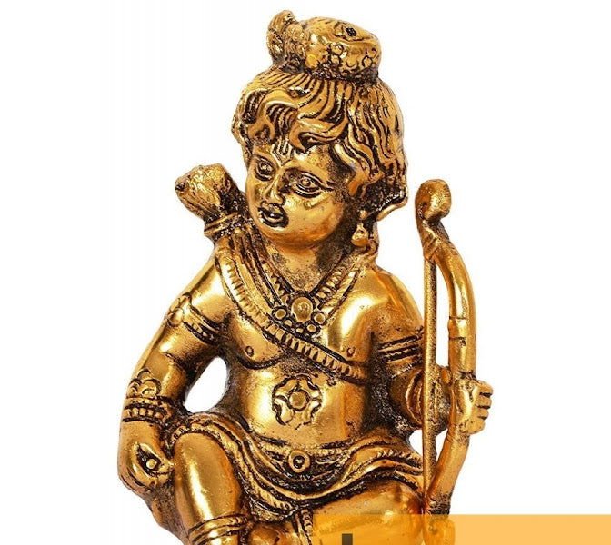 Handcrafted Metal Lord Ram With Dhanush Gold Plated for Home Decor - ArtyCraftz