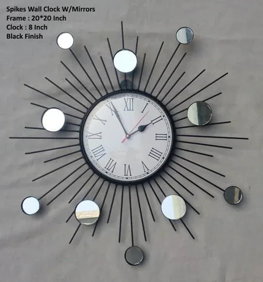 HSunburst Decorative Wall Clock with Mirror Accents - ArtyCraftz