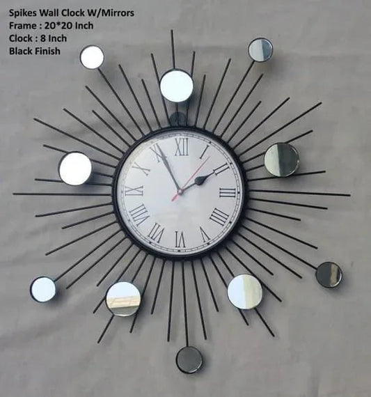 HSunburst Decorative Wall Clock with Mirror Accents - ArtyCraftz