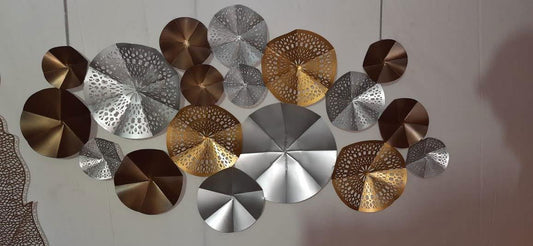 Handcrafted Metal Wall Art, Decorative Metal Wall Sculpture Art Hanging Decor 50*25 Inches Multi Color - ArtyCraftz