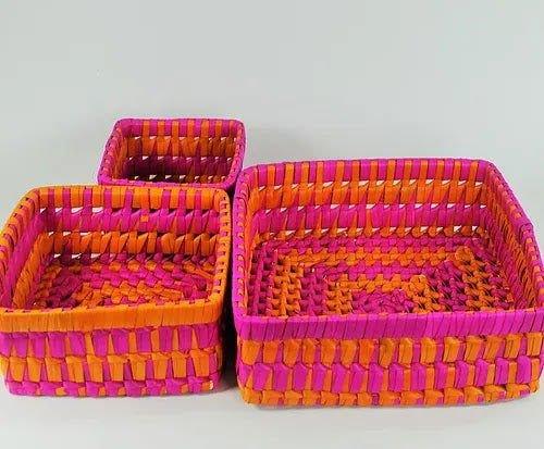 Handcrafted Palm Leaf 3 - in - 1 Square Tray - ArtyCraftz