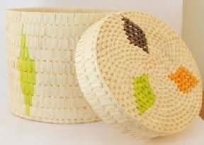 Handcrafted Palm Leaf Big Round Laundry Box (Diamond) - ArtyCraftz