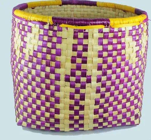 Handcrafted Palm Leaf Multi - Use Basket 15 X 15 Inches - ArtyCraftz