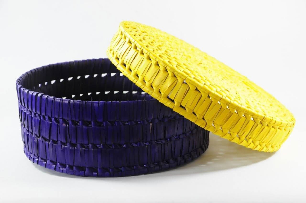 Handcrafted Palm Leaf Round Box - ArtyCraftz