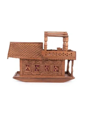 Handcrafted Walnut Wood Kashmiri Boat House - ArtyCraftz