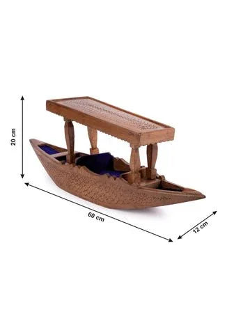 Handcrafted Walnut Wood Kashmiri Shikara Showpiece - ArtyCraftz