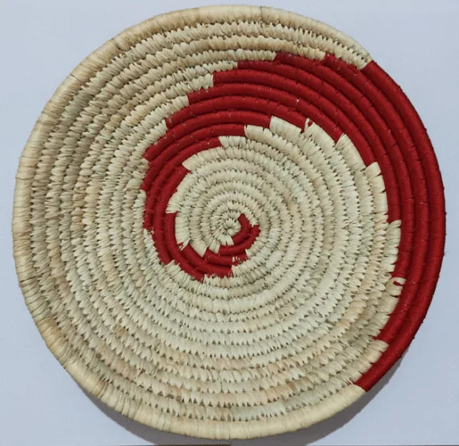 Handwove natural beige with Red Sabai grass Wall plate-ArtyCraftz.com