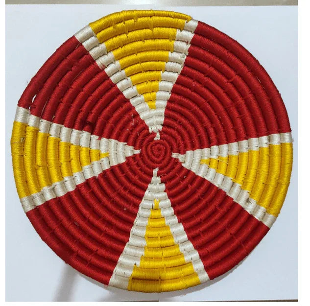 Handcrafted Yellow and Marron Sabai Grass Wall Plate 12 inches - ArtyCraftz