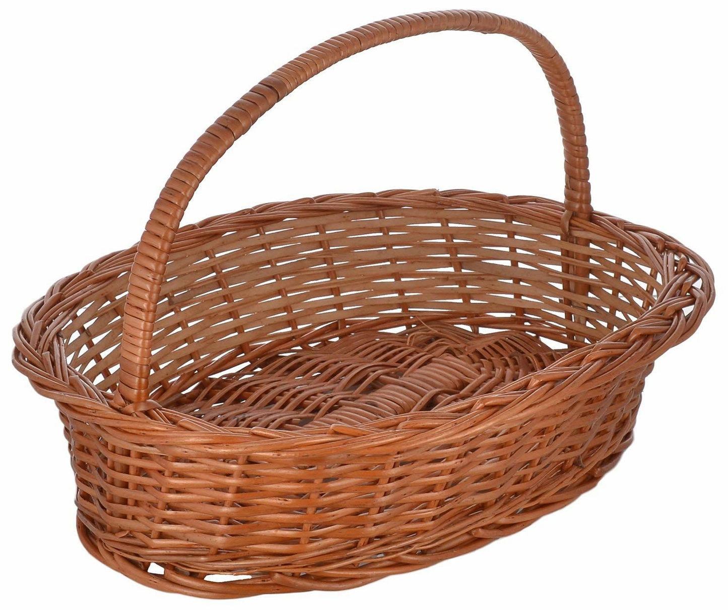 Handmade Bamboo Cane Oval Shape Handle Hamper Basket - ArtyCraftz