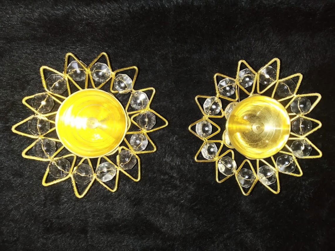 Handmade Brass Flower Shape Diya (4 Inches) - ArtyCraftz