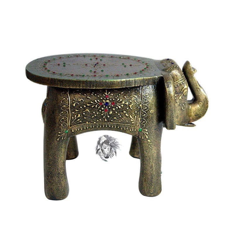 Handmade Wooden Brown Color Elephant Stool 8"Inches - ArtyCraftz