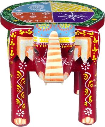 Handmade Wooden Multi Color Elephant Stool 8"Inches - ArtyCraftz