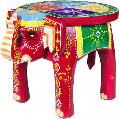 Handmade Wooden Multi Color Elephant Stool 8"Inches - ArtyCraftz