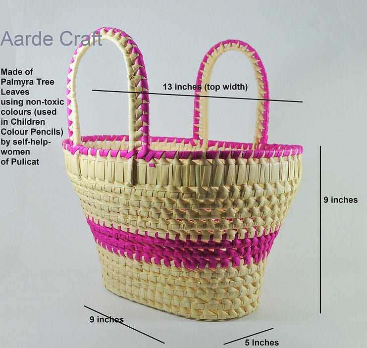 Handweaved Palm Leaf Picnic Basket - ArtyCraftz