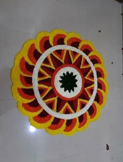 Handwoven Floral Design Canvas Rangoli Mat - ArtyCraftz