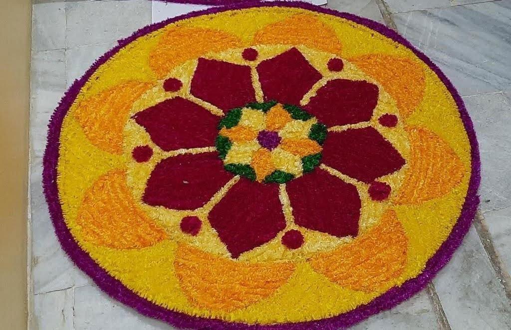 Handwoven Woolen and Canvas Rangoli Mat - ArtyCraftz