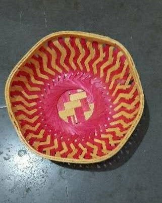 Hexagonal Pink Bamboo Basket - ArtyCraftz