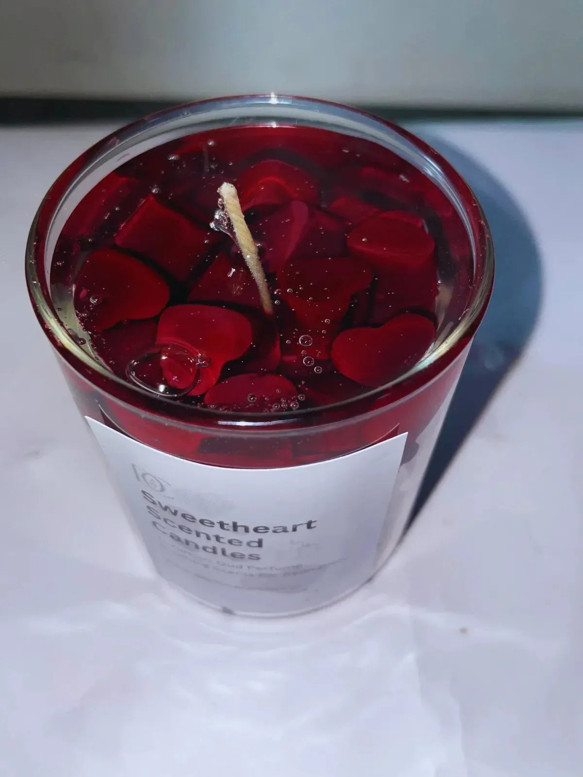 Iced Red Sweetheart Jelly Smooth Oud Aroma Scented Candle - ArtyCraftz