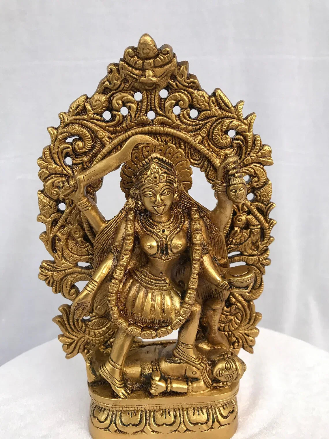 Brass Kali Mata Idol – Traditional Maa Kali Statue with Arch