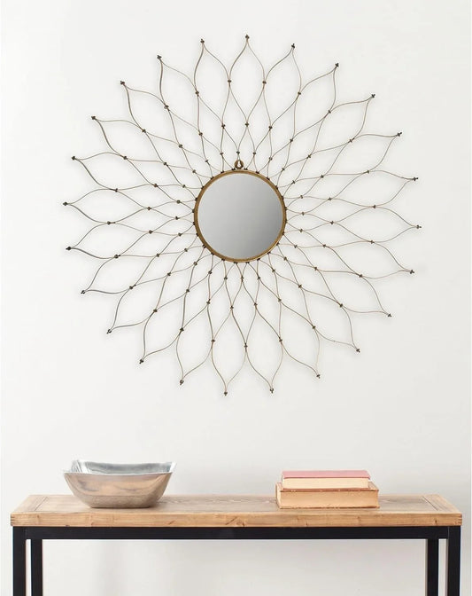 Iron Golden Flower Petals Decorative Mirror - ArtyCraftz