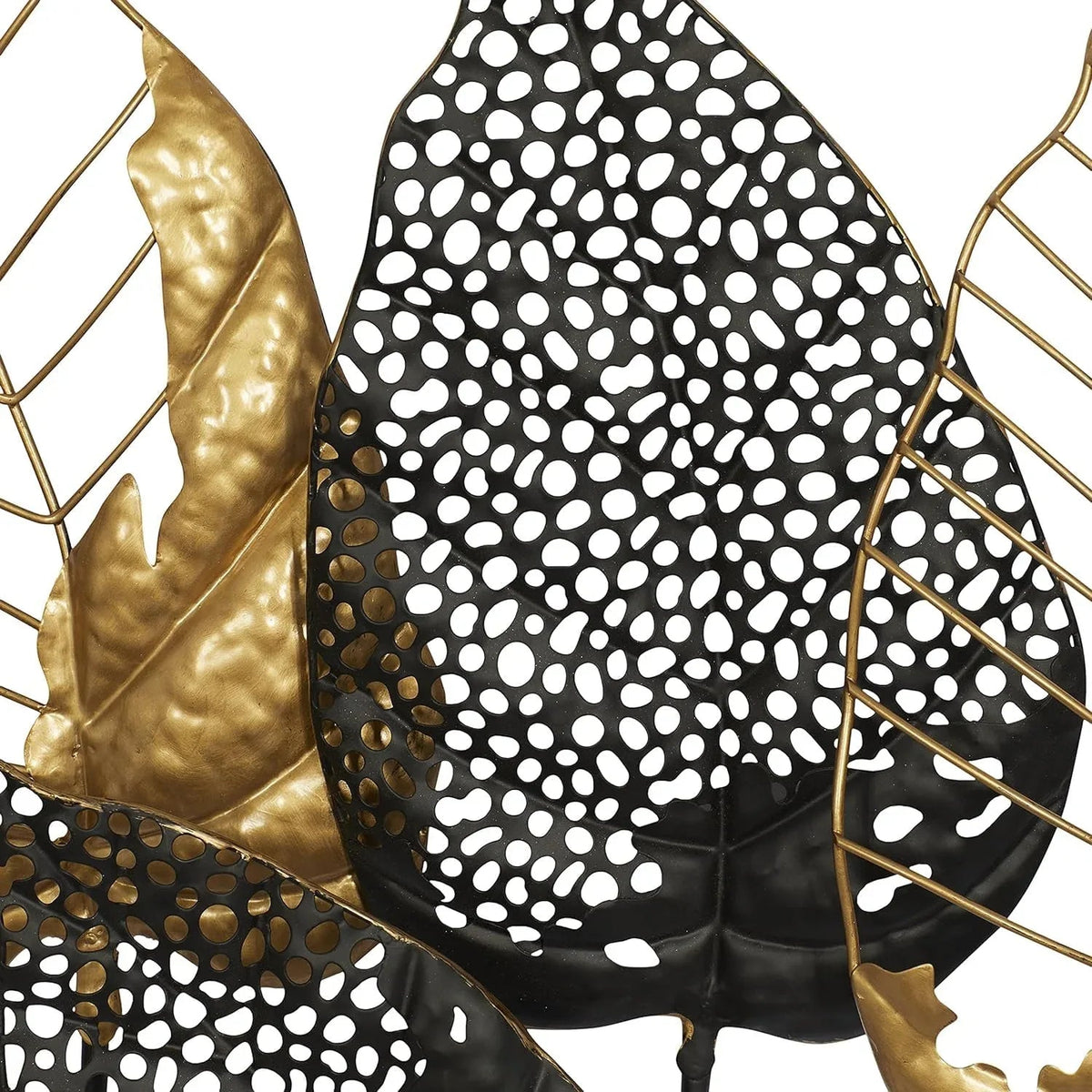 Iron Grey and Gold Peepal Leaves Wall Frame - ArtyCraftz