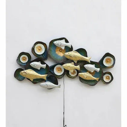 Multicolor Iron Fish Wall Art