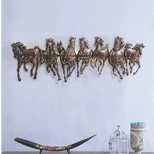 Iron Metal 7 Running Horse LED Wall Decor/Wall Art,Brown - ArtyCraftz