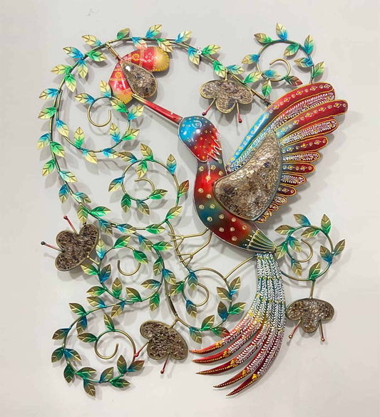 Colourful Metal Humming Bird Wall Decor