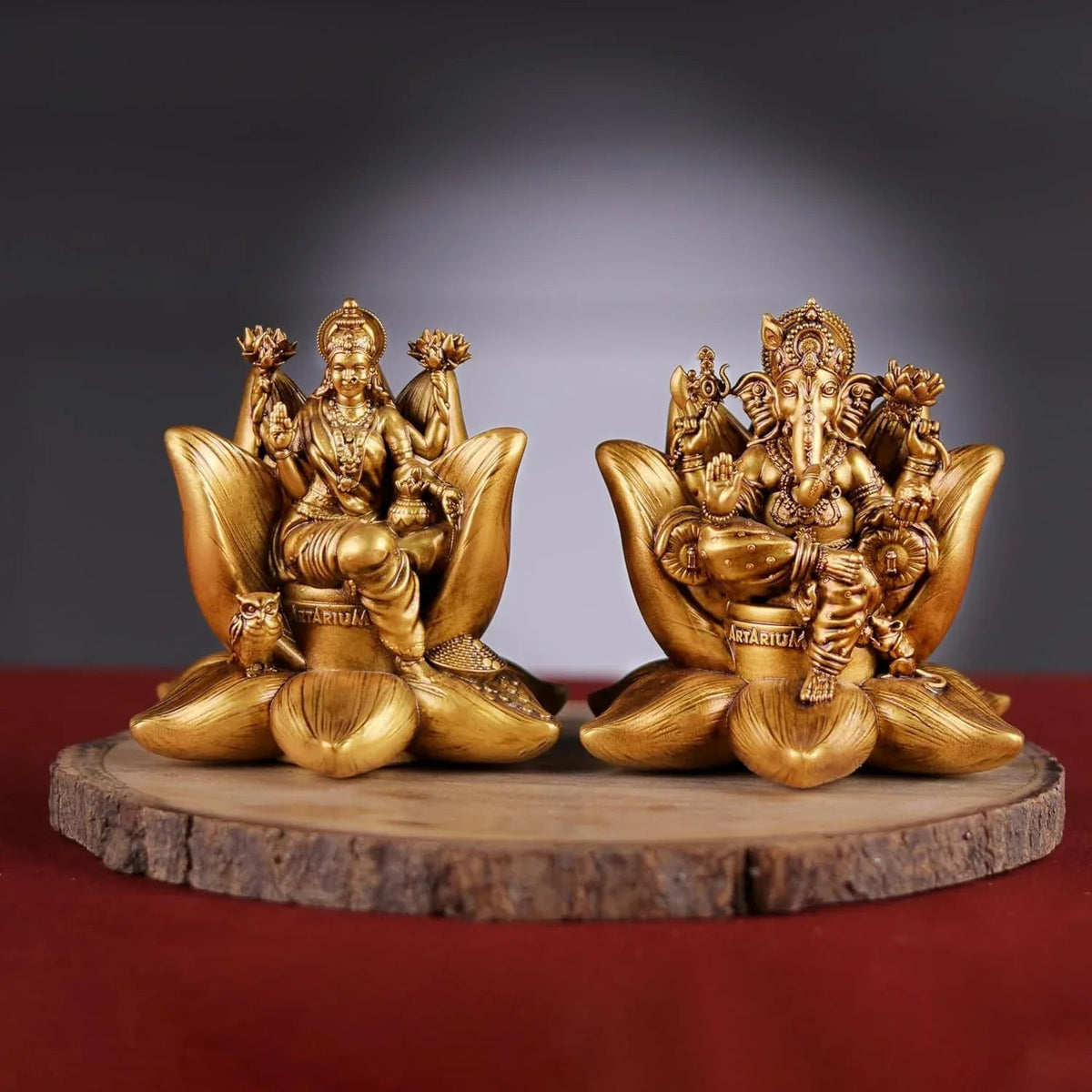 Lakshmi and Ganesh Idols Golden finished - ArtyCraftz