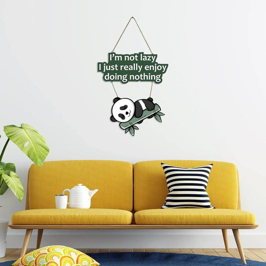 Lazy Panda Printed Wooden Wall Hanging with Quotes - ArtyCraftz