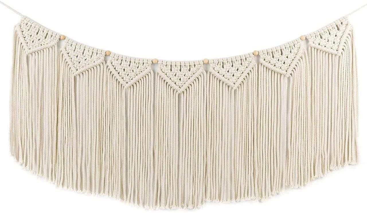 Macrame Woven Wall Hanging Curtain | Fringe Garland Banner | Boho Shabby Chic Bohemian Wall Decor for Apartment Dorm Living Room Bedroom Baby Nursery Art Party Backdrop Decoration - ArtyCraftz