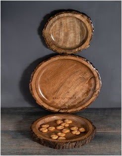 Mango Wood Tier Shape Tray for Serving Snacks Set of 3 - ArtyCraftz