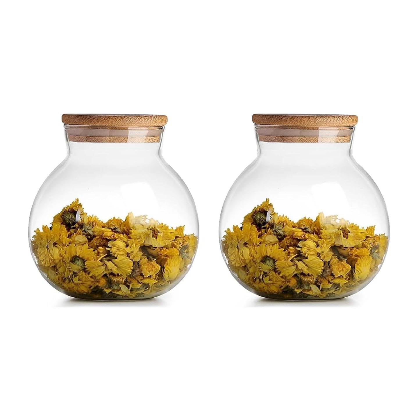 Matka Shape Glass Container with Wooden Lid - ArtyCraftz