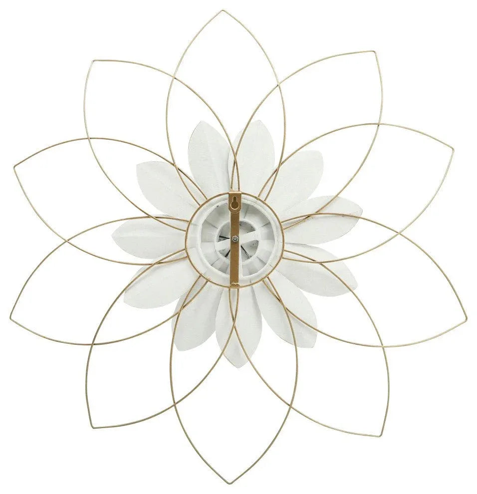 Metal 25 Inches White Blue Flower Wall Art - ArtyCraftz