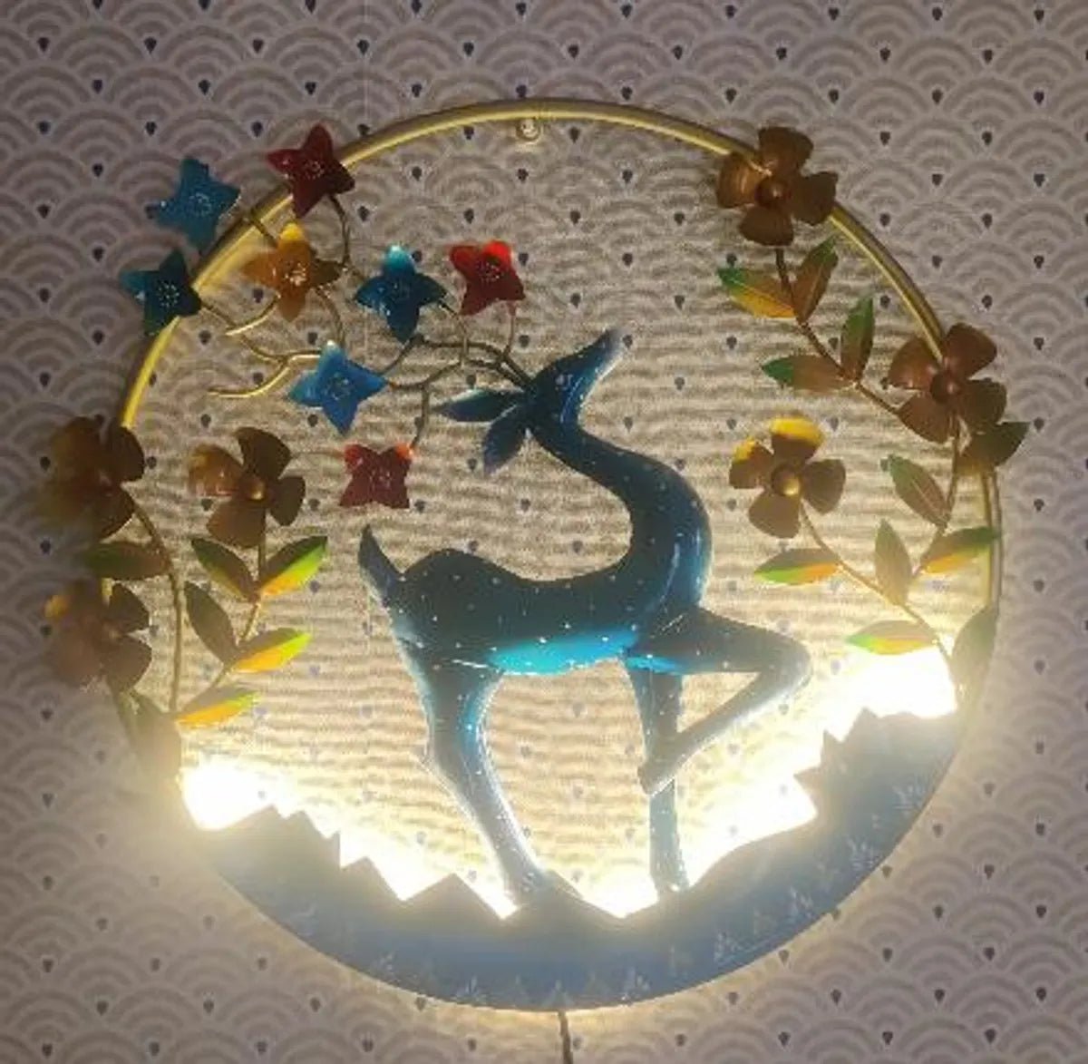 Metal Deer With Wild Flowers LED Wall Art - ArtyCraftz